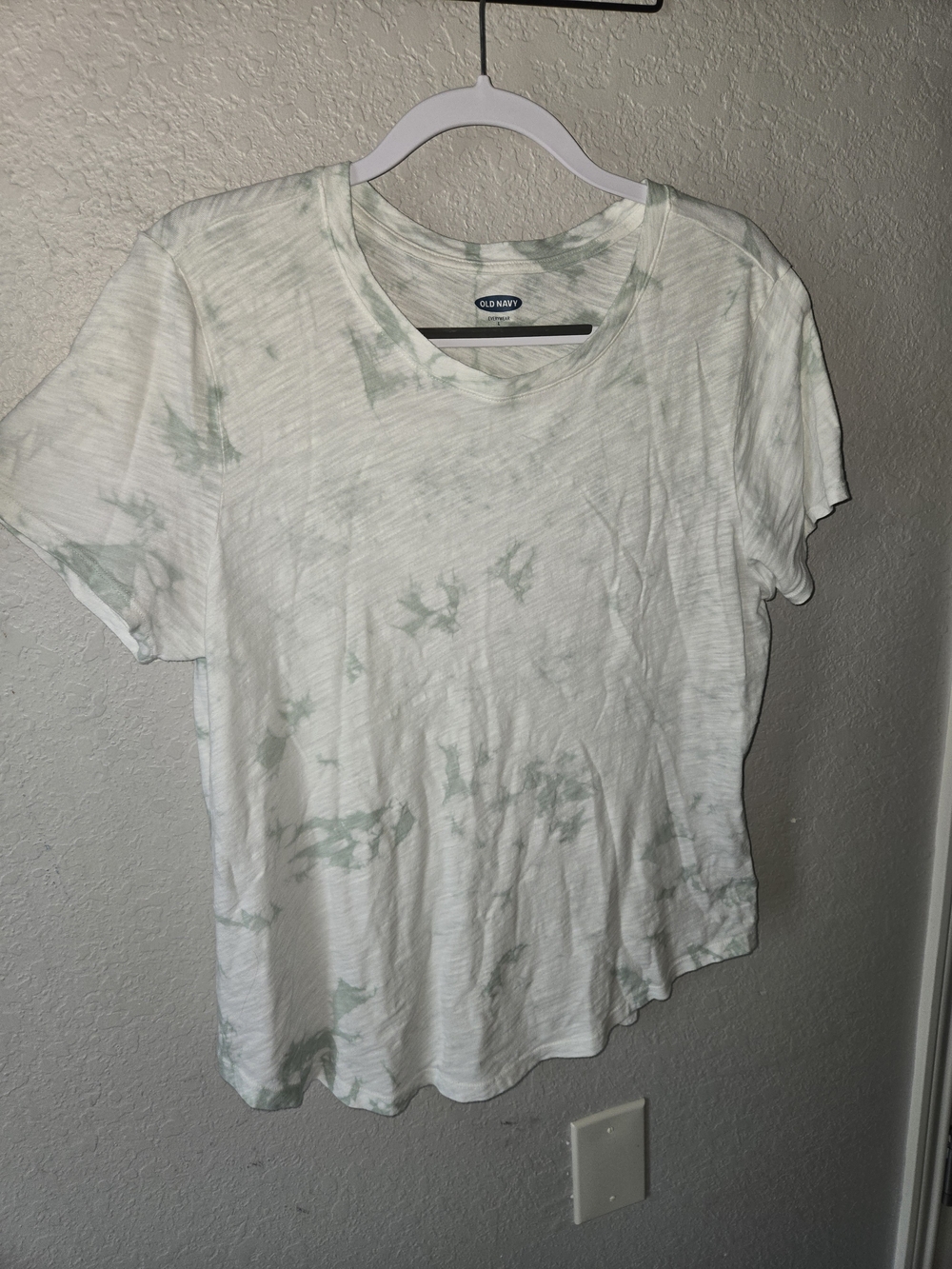 Old Navy Jade Green White Tie Dye 100% Cotton T Shirt Size L